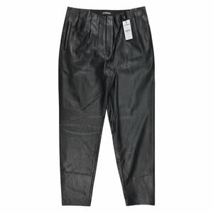Express Size 12 Black Faux Leather High Rise Ankle Pants Vegan Leather NWT